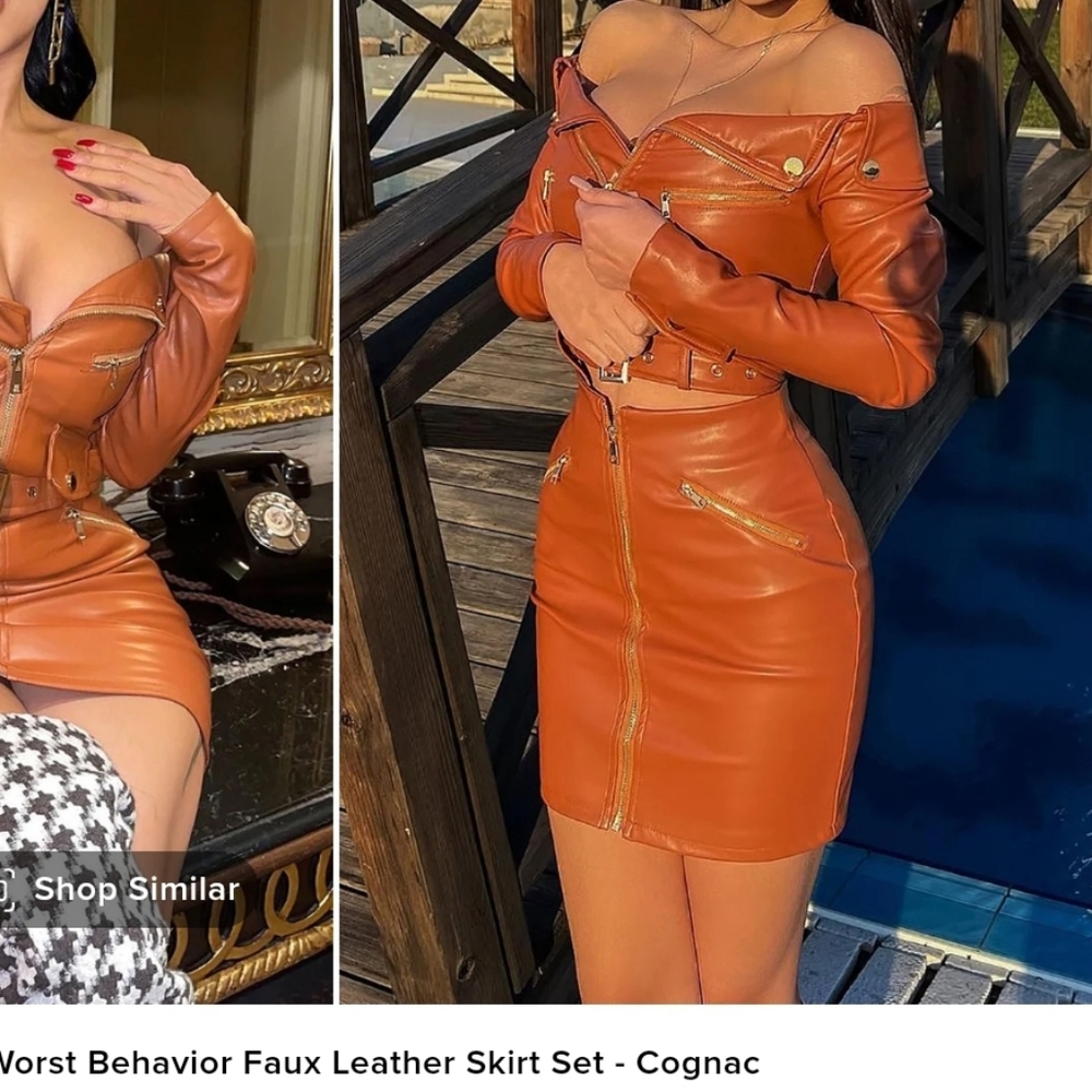 Fashionnova Faux Carmel leather zipper skirt